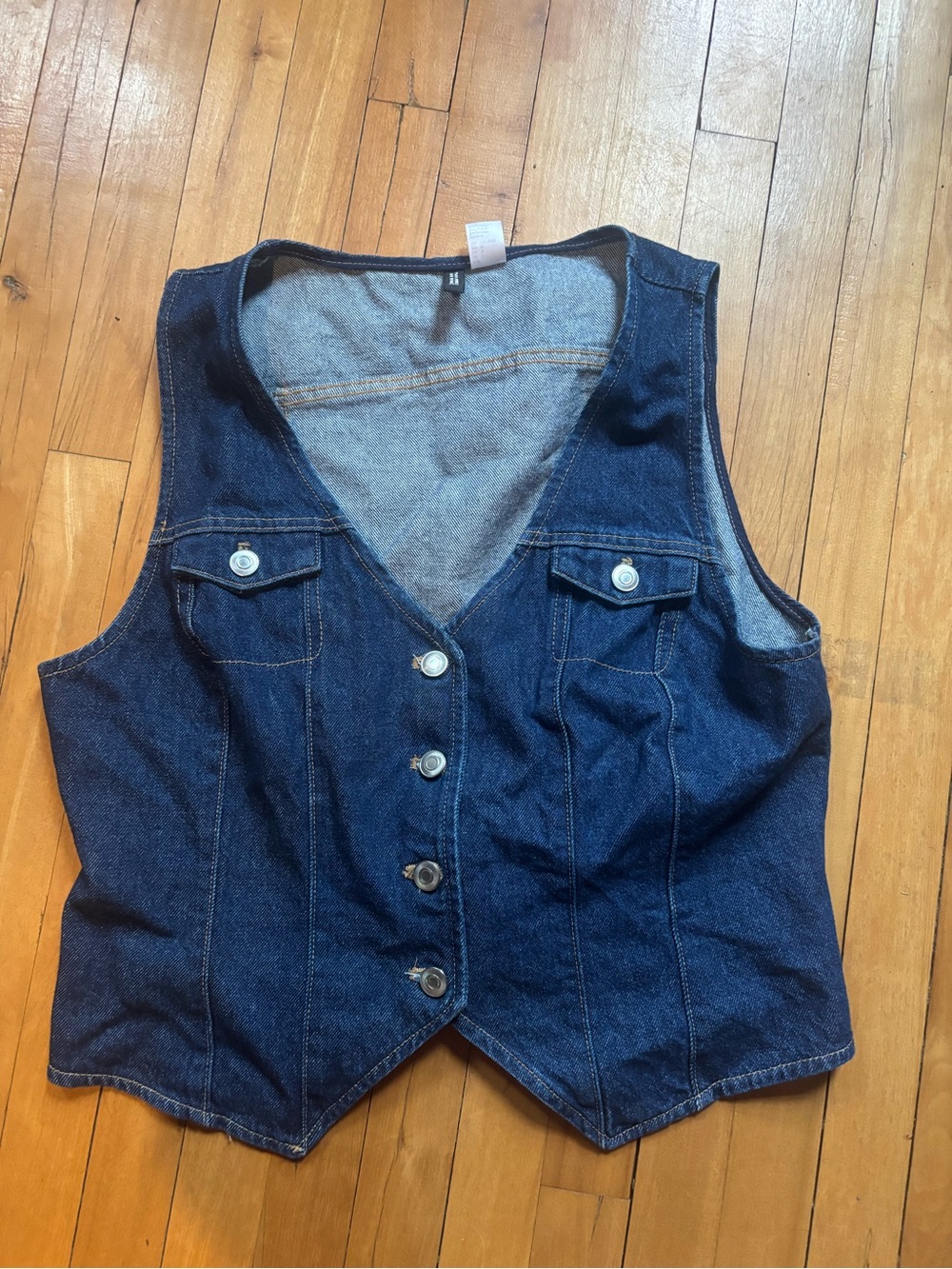H&M Divided Blue Denim Vest with Contrast Stitching